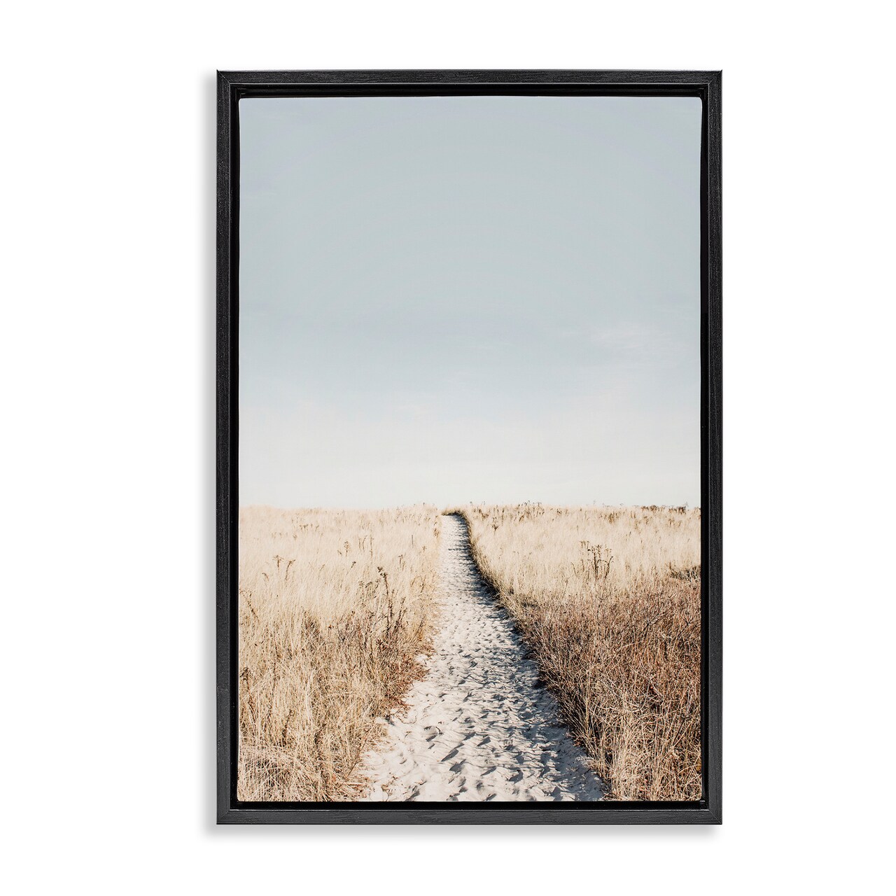 Stupell Industries Path with Sandy Footprints Framed Floater Canvas Wall Art Design by Sisi and Seb